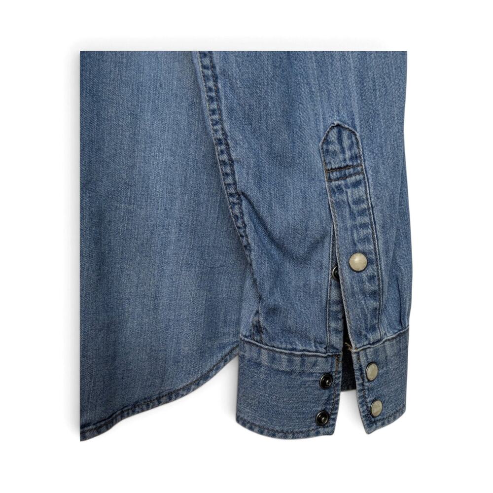GAP DENIM Pearl Snap New Western Style Slim Fit Denim Shirt Authentic Indigo - L - Picture 5 of 8